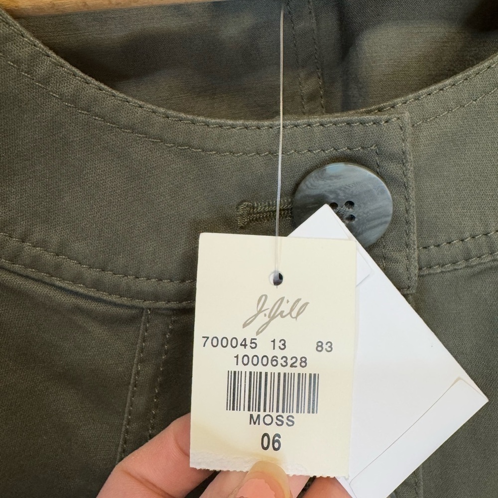 J. Jill Women’s Green Utility Jacket Three-Quarter Sleeves Size 6 - Picture 8 of 15